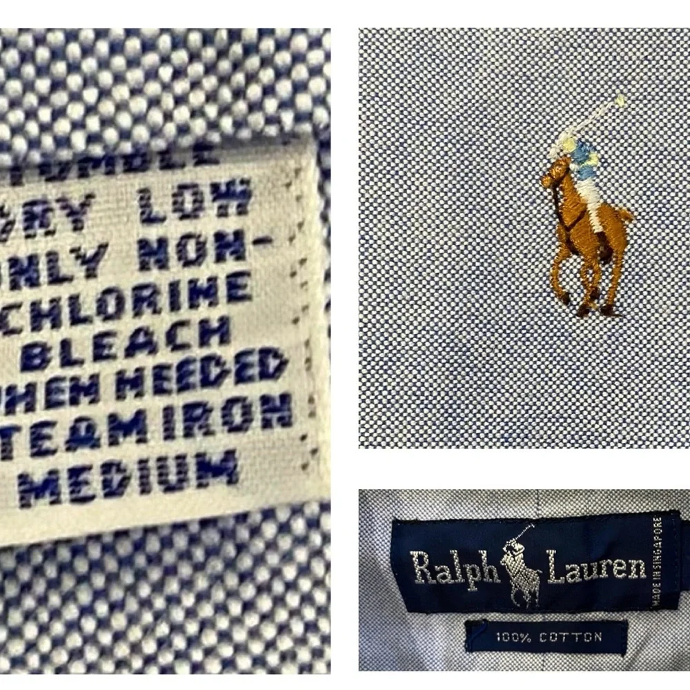 Polo by Ralph Lauren Men’s Size‎ 161/2-34 Blue Iconic Oxford Shirt